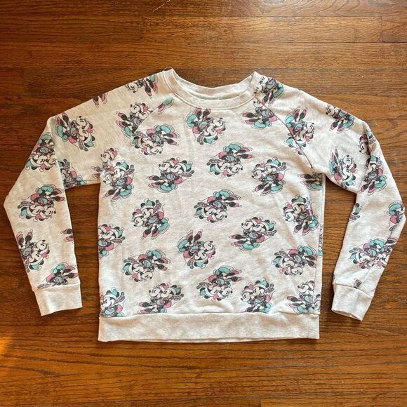 Disney Mickey & Minnie Ice Skating Crewneck Pullover - Picture 1 of 5